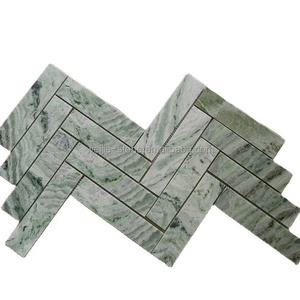 Green valley stone marble herringbone mosaic bathroom wall kitchen backsplash tile