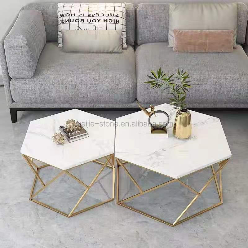 Wholesale design metal wire frame living room marble coffee table furniture