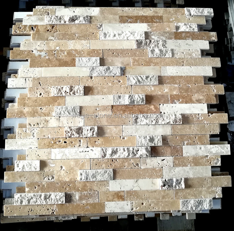 Self Adhesive Waterproof noce travertine Peel And Stick Tile Finger Mosaic For Wall