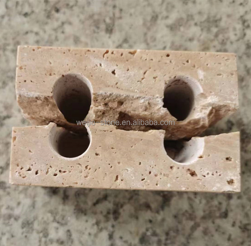 Chinese Hot Sale Home Decor Candle Stick Incense Burner Holders Natural Stone Beige Travertine Candle Holder