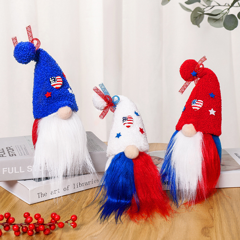 High Quality 4th Of July Mini Patriotic Gnomes Doll Ornaments Christmas Gnome