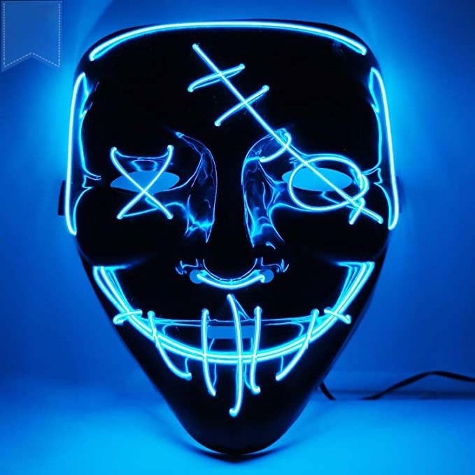 Hot Sale Party Halloween Supplies Glowing In Dark Cosplay EL Mask Horror Face Led Party Mask