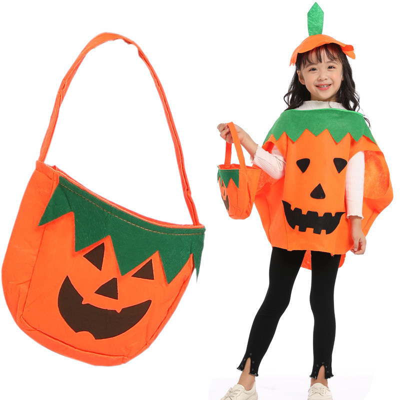 Halloween Pumpkin Clothes For Adults Or Kids With Handling Bag Cosplay Costume