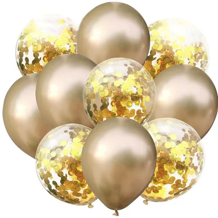 Hot Sell Birthday Decoration Metallic Latex Balloons Sequin Confetti Balloon Set For Party Decor