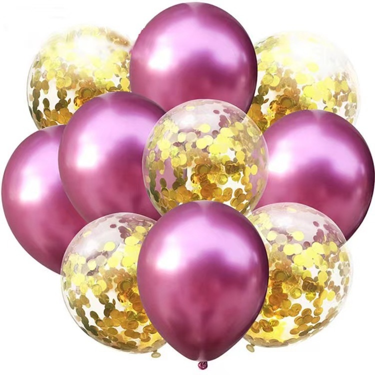 Hot Sell Birthday Decoration Metallic Latex Balloons Sequin Confetti Balloon Set For Party Decor