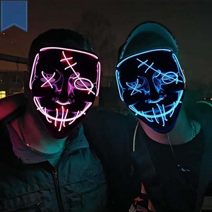 Hot Sale Party Halloween Supplies Glowing In Dark Cosplay EL Mask Horror Face Led Party Mask