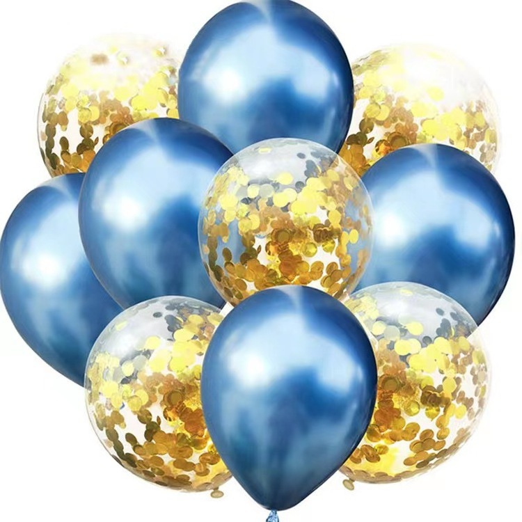 Hot Sell Birthday Decoration Metallic Latex Balloons Sequin Confetti Balloon Set For Party Decor