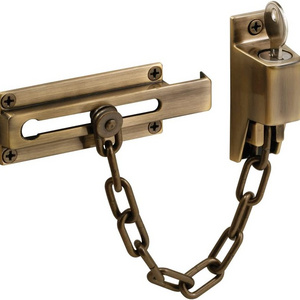 Keyed Chain Door Guard with Satin Brushed Nickel and antique brass and oil rubbed bronze finish security chain for door