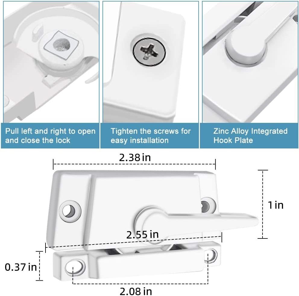 Zinc Alloy Window Latch Lock Security Vinyl Window Sash Lock and Keeper Replacement for Vertical and Horizontal Sliding Windows