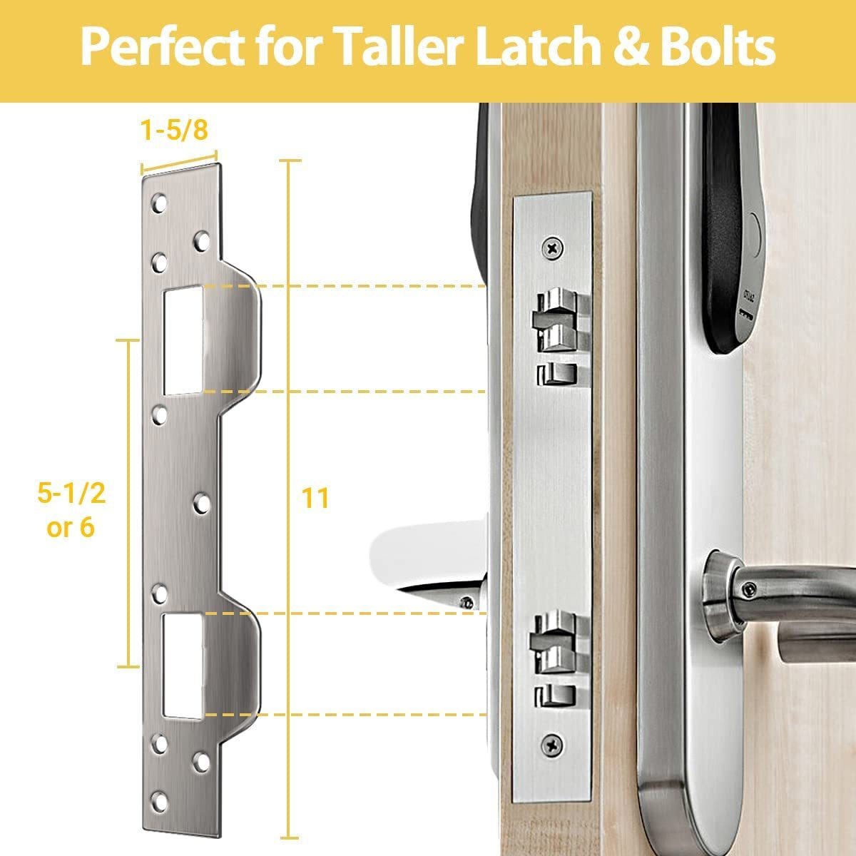 Double Door Lock Strike Plate Reinforcement Plate Security Black and sliver Door Lock Strike Plate Single Pack