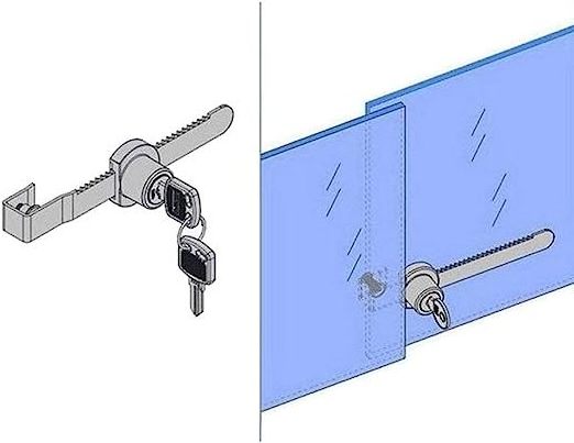 Sliding Glass Door Lock Display Case Lock Ratchet Lock with Chrome Finish, Security, Keyed Alike Showcase Display