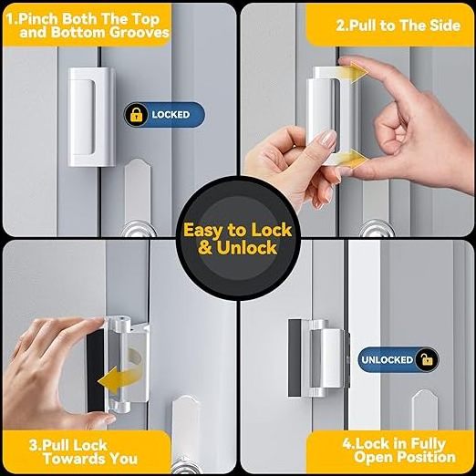 Home Security Door Reinforcement Lock Extra Night Add a Inside Withstands 800lbs Deadbolt Latch , Guard Bedroom Patio