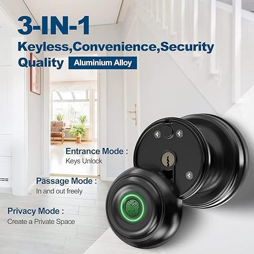 Smart Fingerprint Door Lock Keyless Entry Door Lock Door Knob with App Control for Home