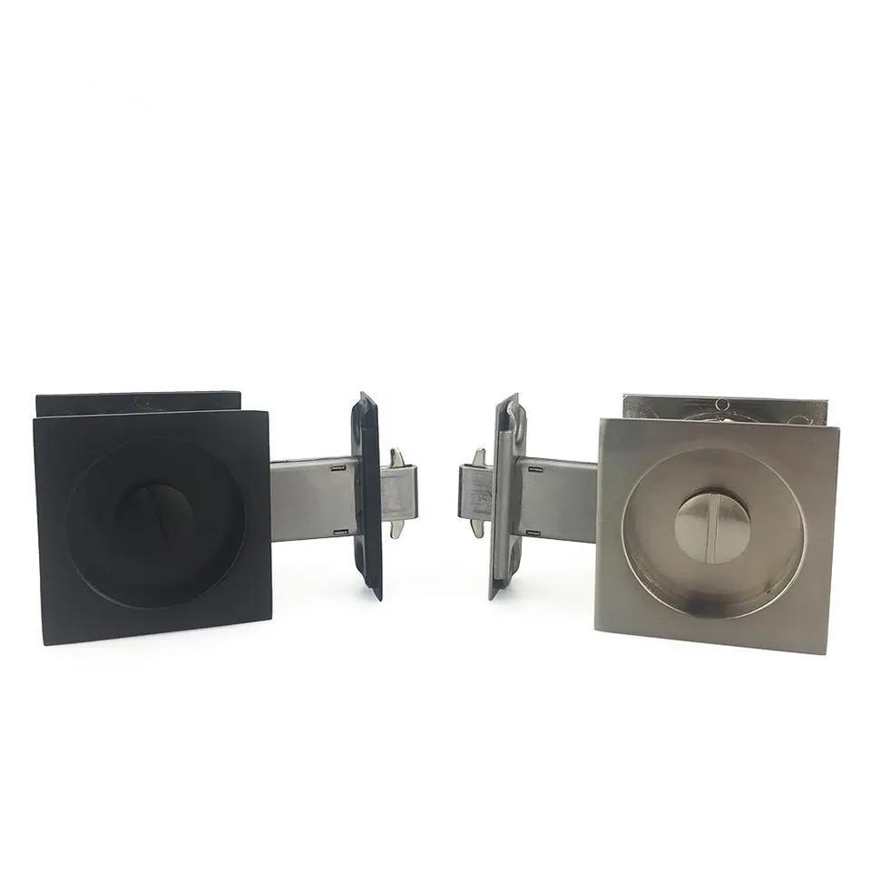 Weiju factory direct sale screw concealed square cavity slider fitting double turn privacy sliding pocket door lock