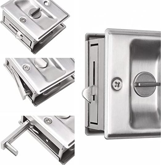 Pocket door lock Hidden Hook Lock Factory Concealed Recessed Flush Invisible Pull Handle Square Sliding Door Safety Lock