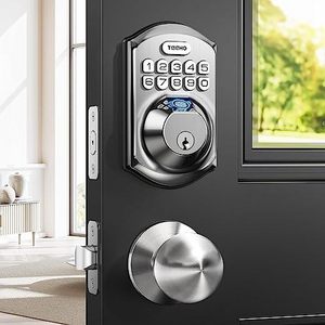 Oil-Rubbed Bronze/Satin Nickel Deadbolt Smart Lock Fingerprint Door Lock Set - Keyless Entry Door Lock