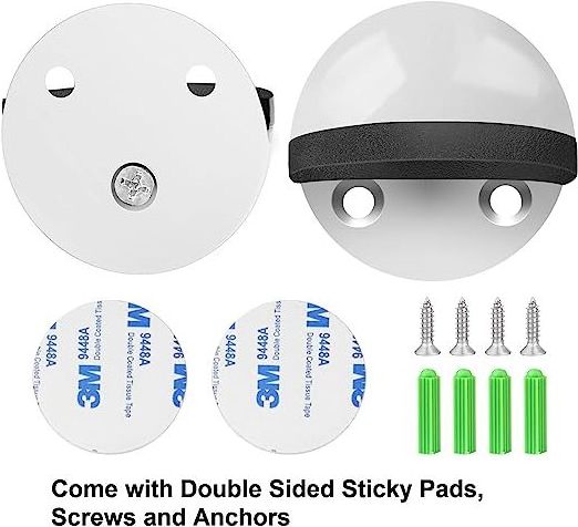 White Door Stoppers Magnetic Stainless Floor Wall Mount Soft Catch Door Holder Heavy Duty Magnet Doorstops for Bottom of Door