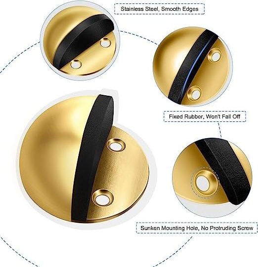 White Door Stoppers Magnetic Stainless Floor Wall Mount Soft Catch Door Holder Heavy Duty Magnet Doorstops for Bottom of Door