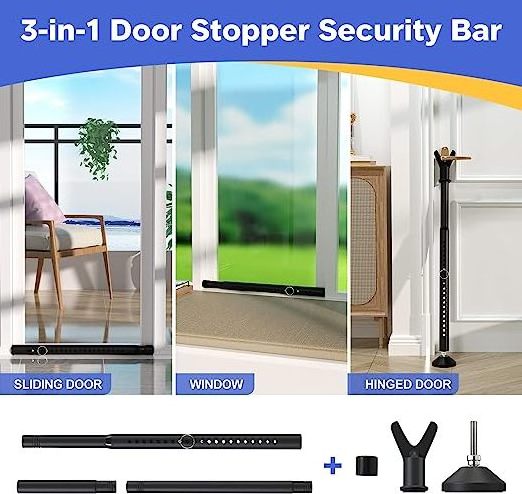 Factory direct comercia Security Door Jammer Adjustable Sliding Patio Door Security Bar for door and window