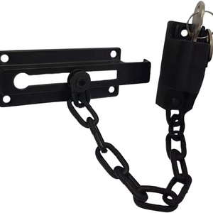 Keyed Door Chain Guard 3-1/4 inch Zinc Alloy and Diecast Construction Matte Black-Plated Finish Door Chain Lock with Key