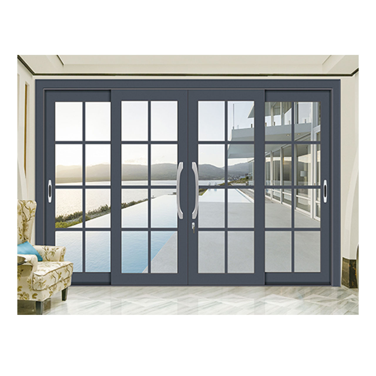 Sliding door with glass panel upvc/pvc profile vinyl frame New design  acrylic sliding doors