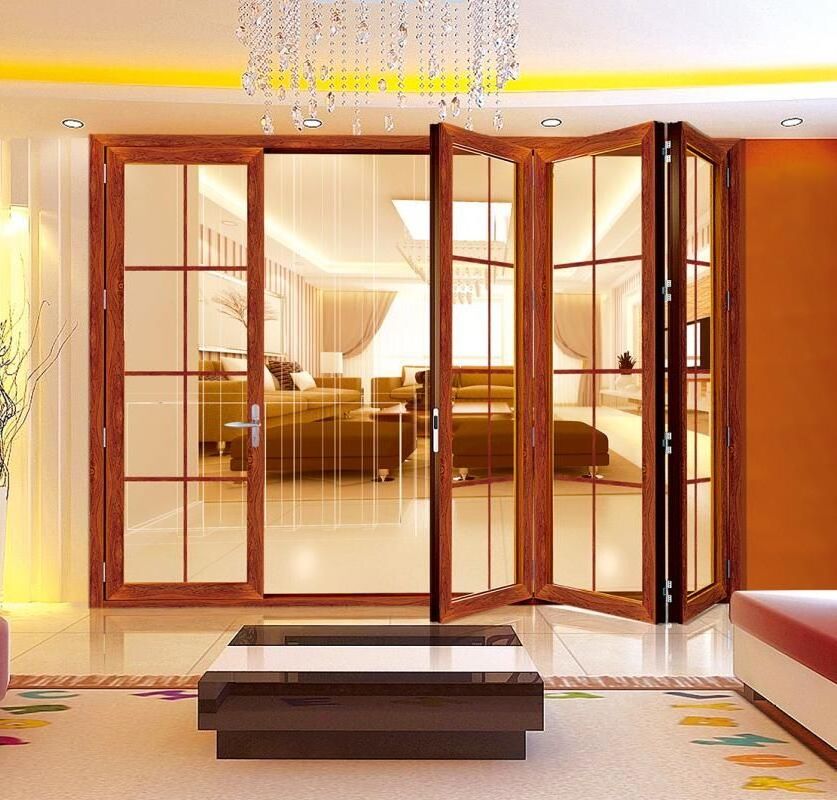 Frameless accordion terrace sliding aluminum doors glass curtain folding doors interior partition wall aluminium glass door