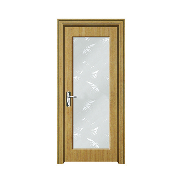 Black single interior aluminum swinging glass door  frosted glass hotel bathroom toilet casement flush door