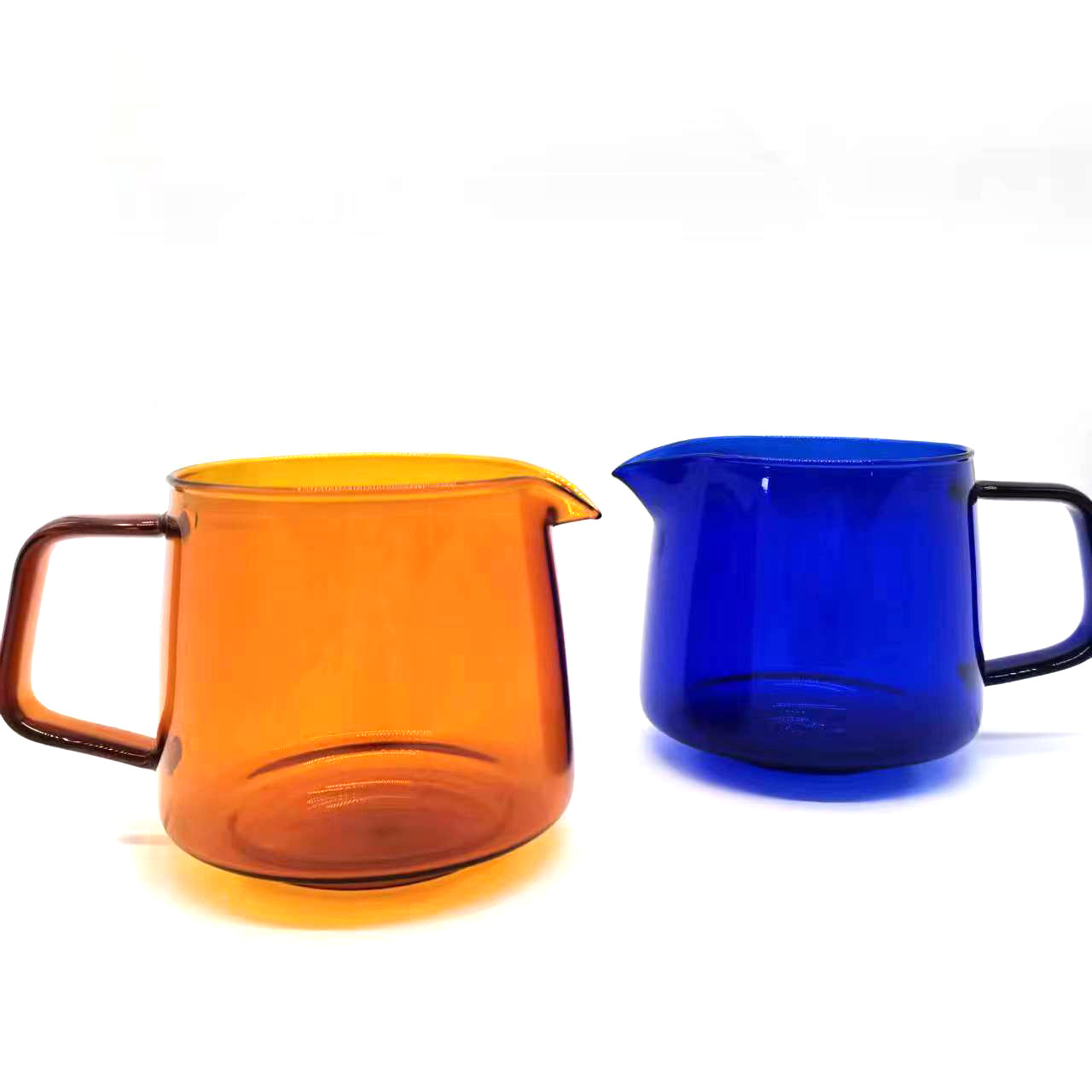 Hot sale coffee accessories colorful high borosilicate glass coffee sharing pot with handle coffee tool glass server