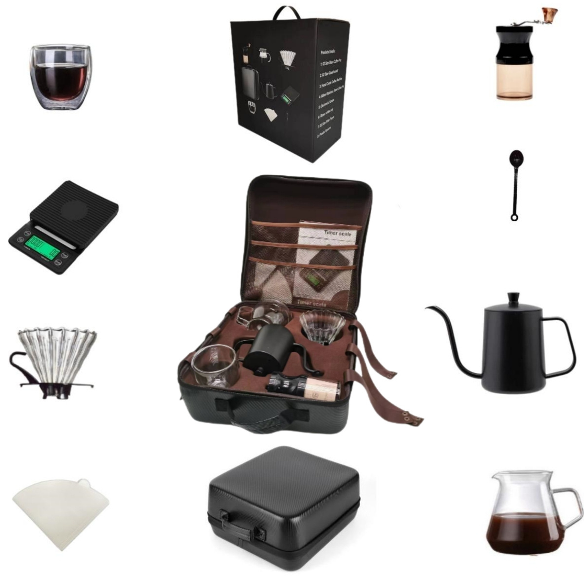 Coffee accessories home camping coffee travel sets coffee machine pot sets  gift set Packaging