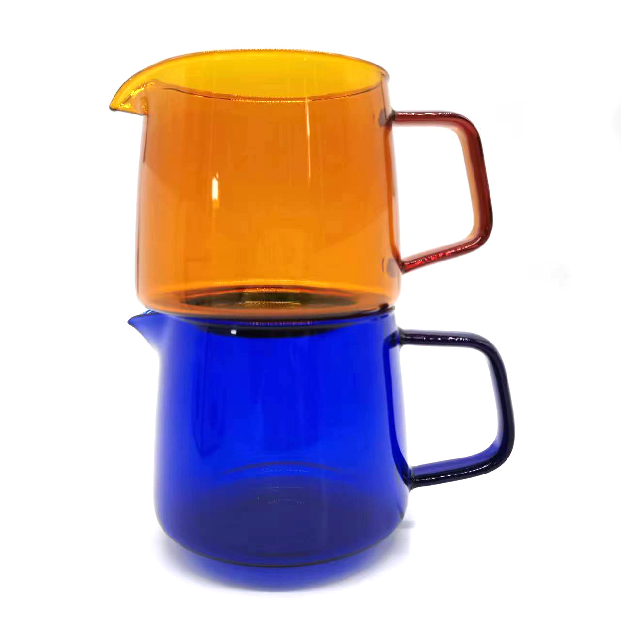 Hot sale coffee accessories colorful high borosilicate glass coffee sharing pot with handle coffee tool glass server