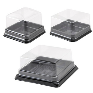 Wholesale 3 Inch Mini Cake Box PET Plastic Square Mousse Cake Boxes Small Single Muffin Dessert Cake Container with Clear Lid