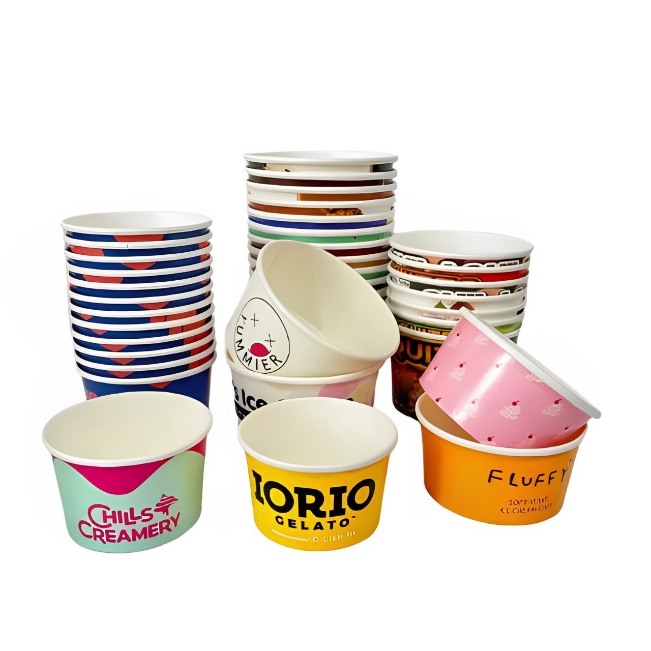 Custom Printed Disposable Noodle packaging boxes for Restaurant Round paper Bowl Takeout paper plates bowls