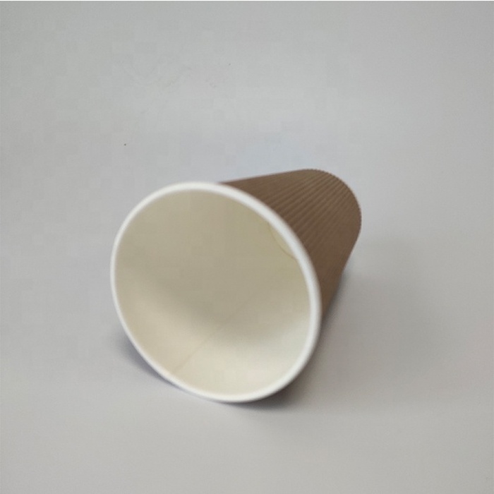 Manufacturer customization pe pla paper cups disposable hot insulated coffee ripple paper cup.