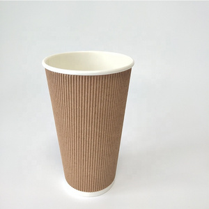 Manufacturer customization pe pla paper cups disposable hot insulated coffee ripple paper cup.