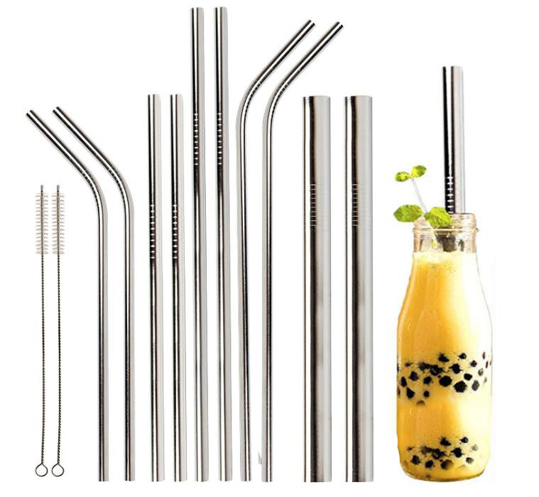 Classic Culture Party 8 Reusable Stainless Steel Drinking Straws