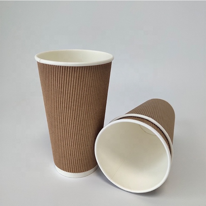 Manufacturer customization pe pla paper cups disposable hot insulated coffee ripple paper cup.