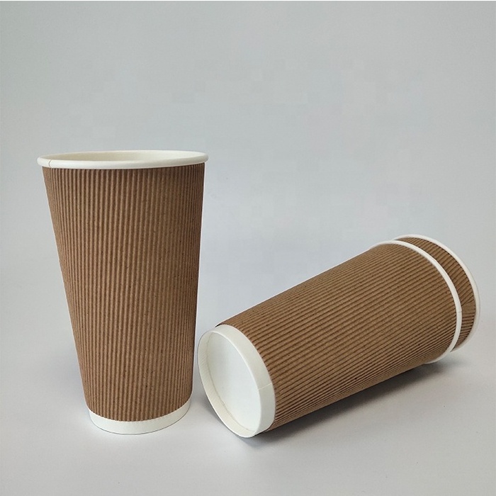 Manufacturer customization pe pla paper cups disposable hot insulated coffee ripple paper cup.