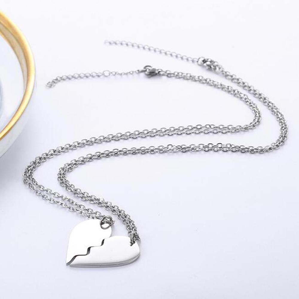 Best Friend Necklaces  Stainless Steel Engraved Broken Heart Friendship Pendants  for Girl and Boy Bestfriend Gifts