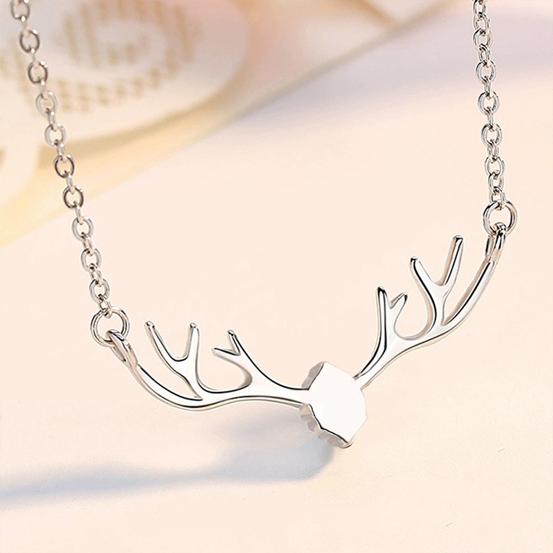 Deer Urn Necklace for Ashes Stainless Steel Antler Cremation Jewelry Urn Necklace for Pet/Human Ashes for Women