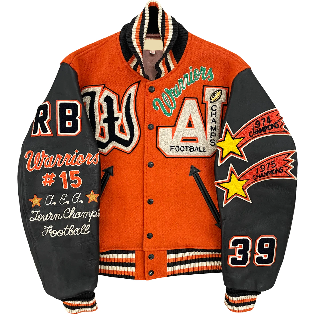 Custom Logo Wool Chenille Embroidery Patch Baseball Letterman Jackets Men Vintage Blank Orange Leather Sleeve Varsity Jacket