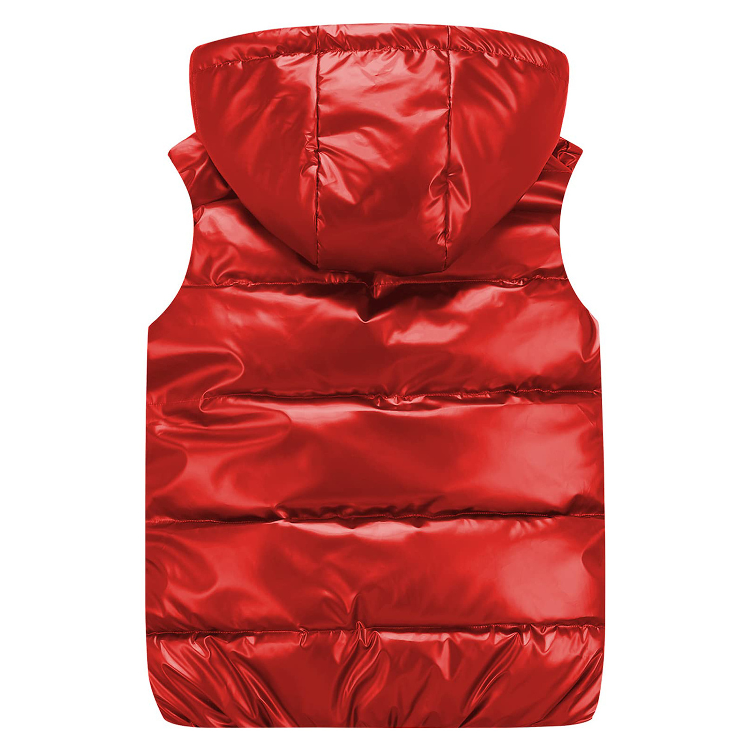 Custom Men Waterproof Fabric Shiny Zipper Hooded Vest Winter Warm Cotton Vest Down Jacket Waistcoats Lightweight Coat