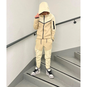 Custom logo tech fleece tracksuit jogging sweatsuit men fall sweatsuits oem zipper track suit men hoodies and joggers tracksuits