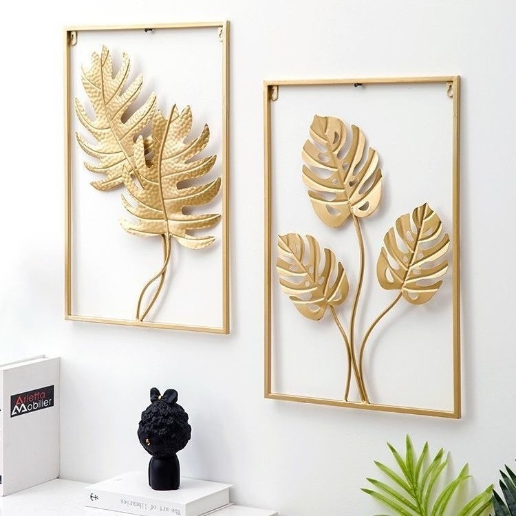 Luxury 3d wall covering decorations for home modern art Display Lobby House Bedroom And Living Room Frame Hanging Flower Metal