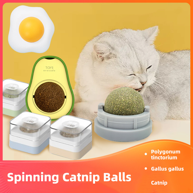 Hot Selling Multi-functional Teeth Cleaning Cat Mint Catnip Ball Avocado Shape Wall Catnip Ball Toy