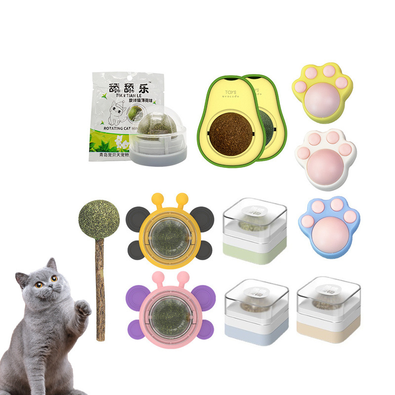 Hot Selling Multi-functional Teeth Cleaning Cat Mint Catnip Ball Avocado Shape Wall Catnip Ball Toy