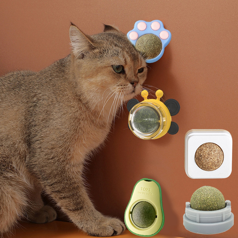 Hot Selling Multi-functional Teeth Cleaning Cat Mint Catnip Ball Avocado Shape Wall Catnip Ball Toy