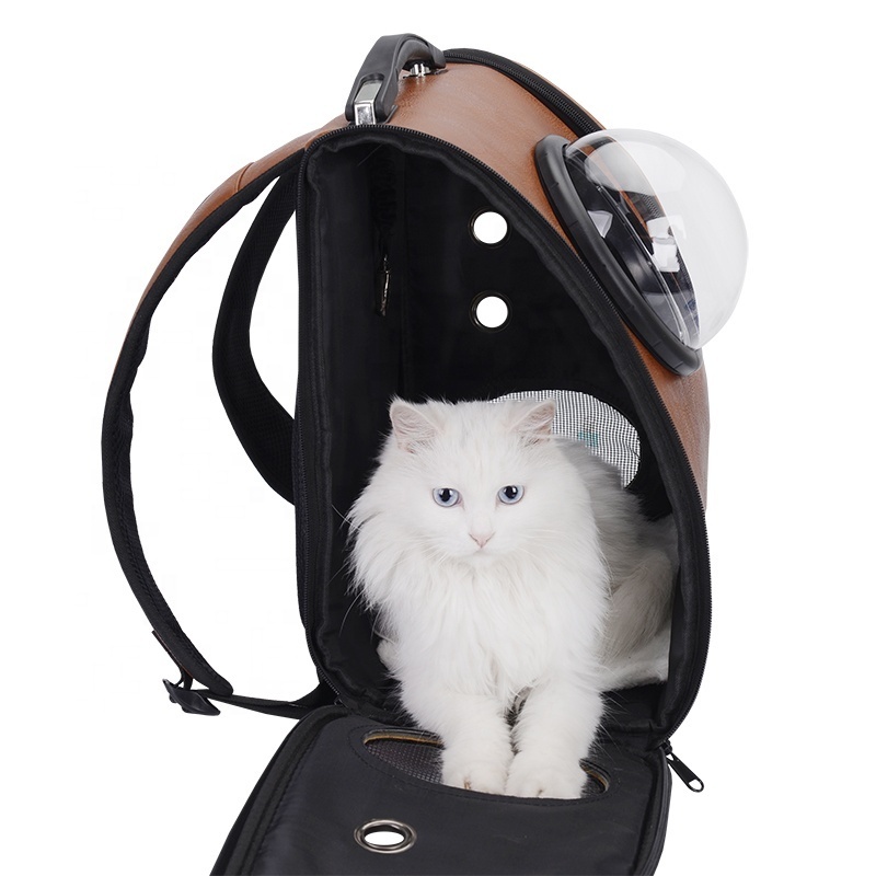 hot sale PU leather  pet travel bag dogs cats carrier backpack pet carrier