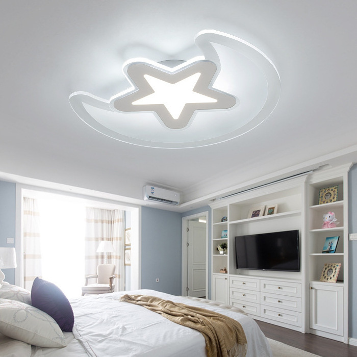 Modern Easy Installed Moon And Star Shaped Kids Room Interior Ceiling Light Led Lamps Ceiling Lighting