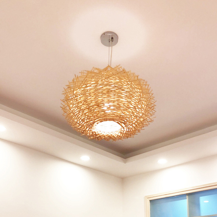 Handmade Pendant light Hanging LED Ceiling Fixtures Rattan Woven Home Bedroom decoration Classical Bamboo Weaving Chandelier La