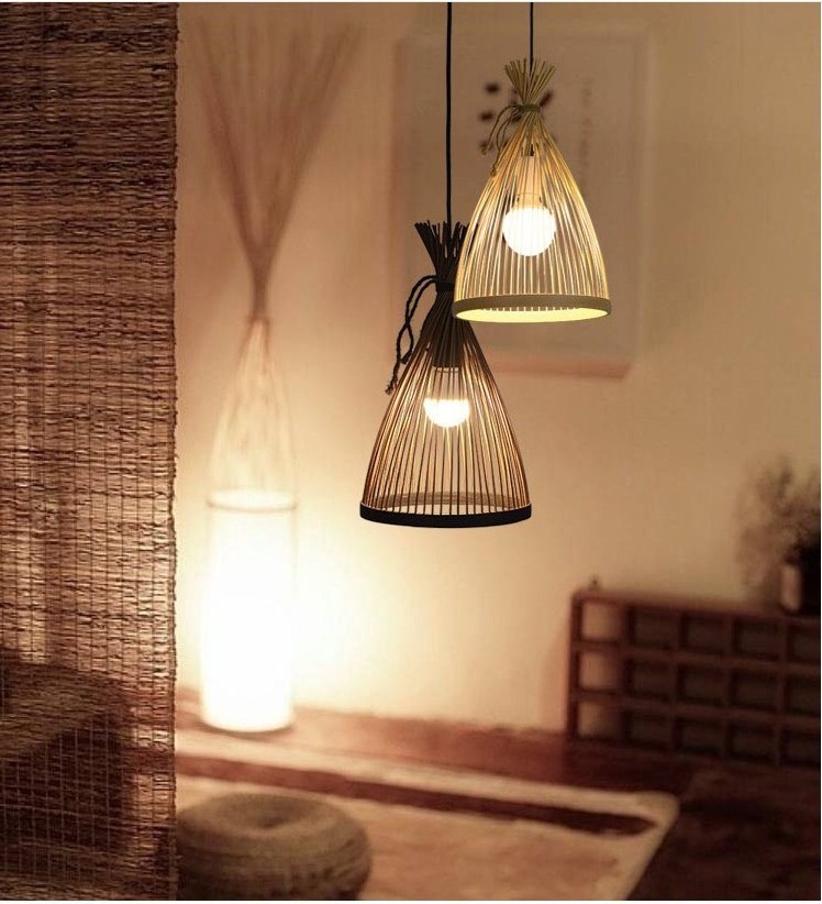 Handmade Pendant light Hanging LED Ceiling Fixtures Rattan Woven Home Bedroom decoration Classical Bamboo Weaving Chandelier La